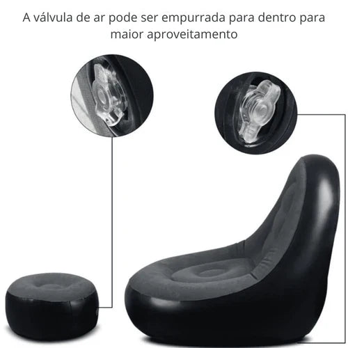 Poltrona Inflável Anatômica com Puff