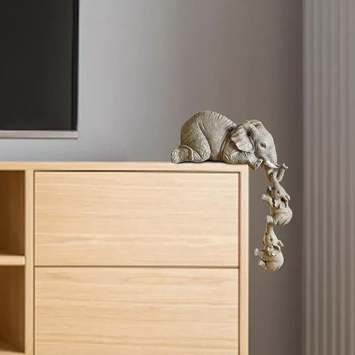 Estatuetas Família Elefante 3 Peças - Resina Premium e Acabamento Artesanal
