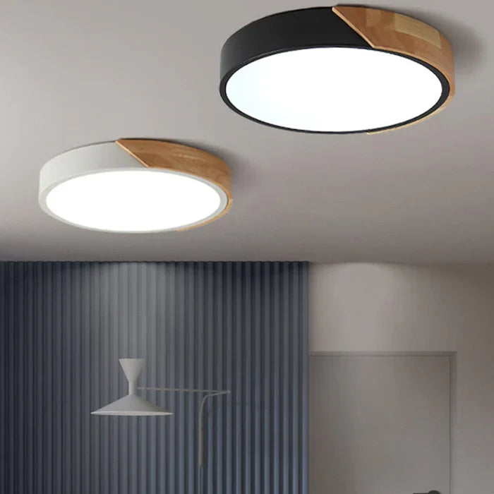 Luminária de Teto Plafon Redondo LED com Controle Remoto - Estilo Nórdico