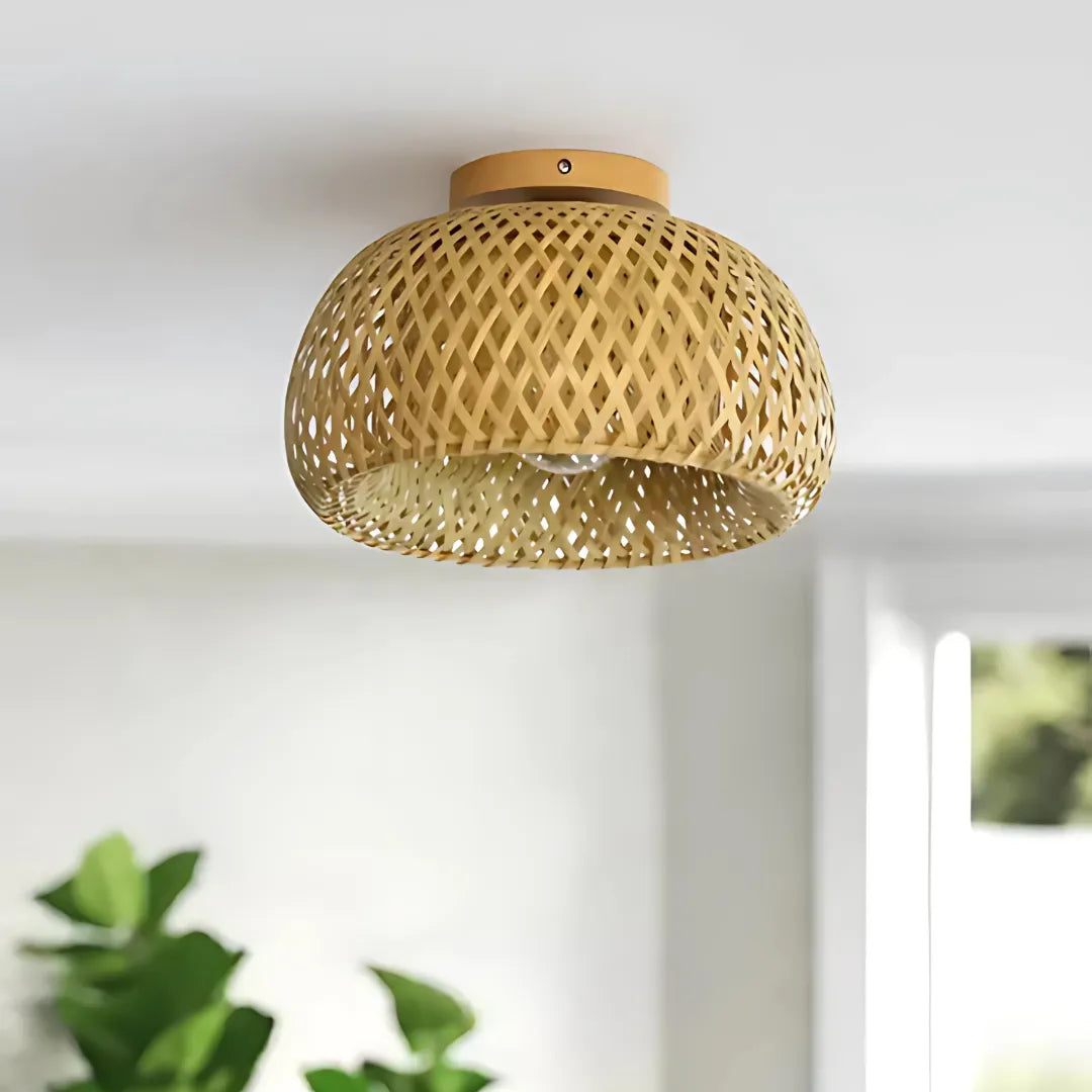 Luminária de Teto Bambu Artesanal Iluminação sofisticada