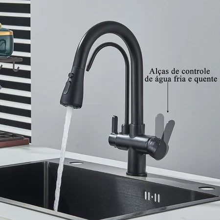 Torneira Gourmet Monocomando Dupla Função Filtro Integrado + Jato Extensível