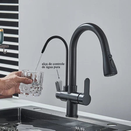 Torneira Gourmet Monocomando Dupla Função Filtro Integrado + Jato Extensível