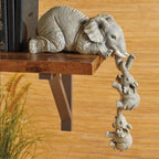 Estatuetas Família Elefante 3 Peças - Resina Premium e Acabamento Artesanal