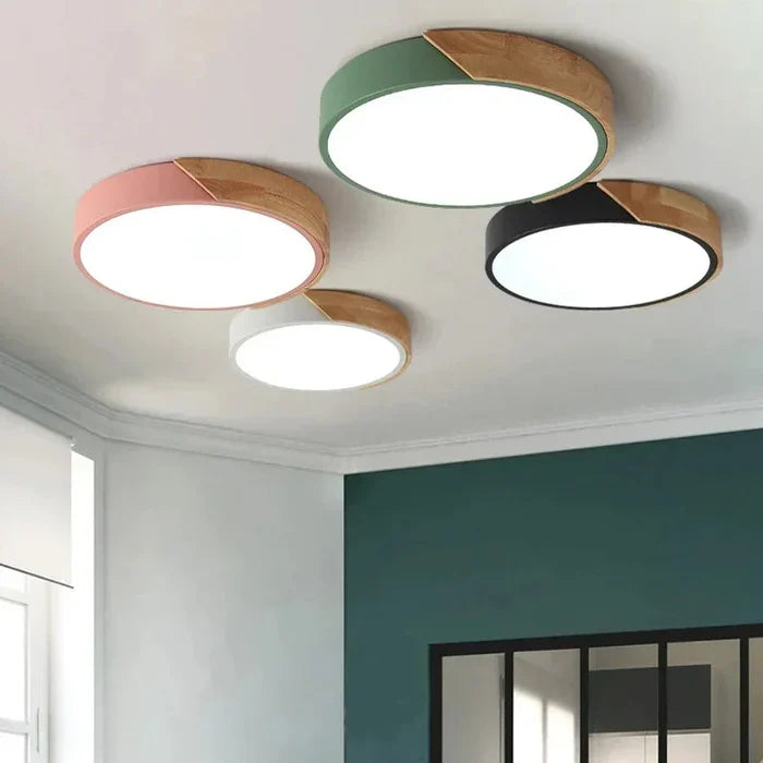 Luminária de Teto Plafon Redondo LED com Controle Remoto - Estilo Nórdico