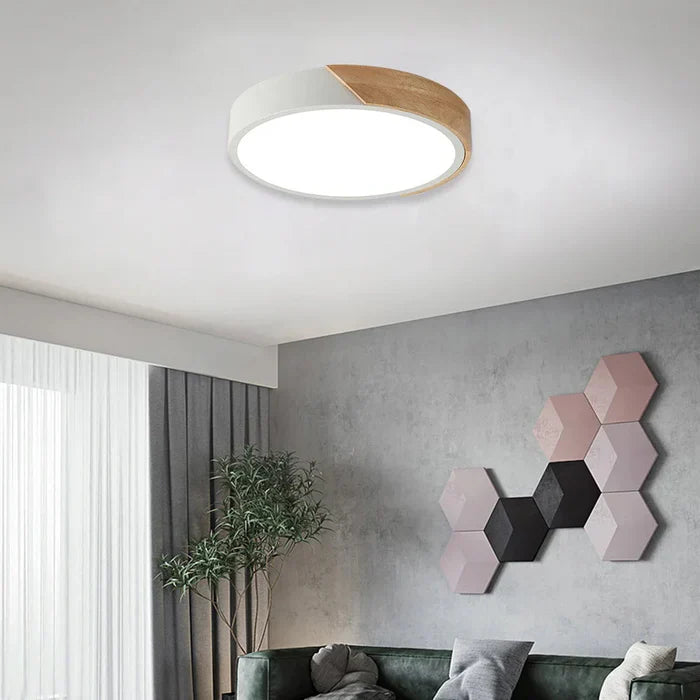 Luminária de Teto Plafon Redondo LED com Controle Remoto - Estilo Nórdico