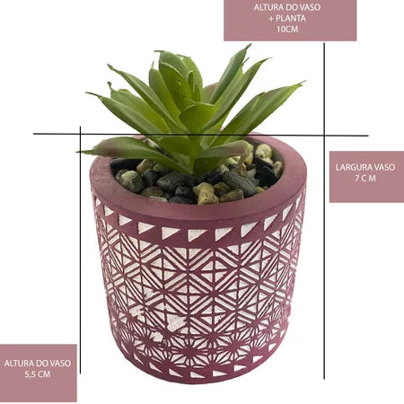 Kit 6 Vasos com Suculentas Artificiais – Estilo Geométrico e Acabamento Elegante